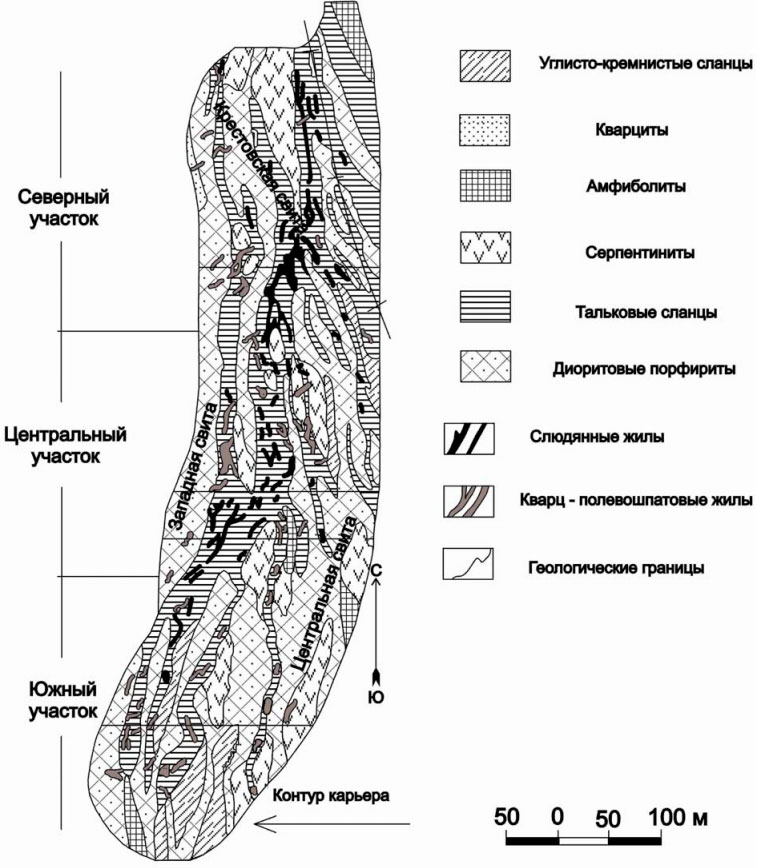 Геологический план Мариинского месторождения, горизонт +220м